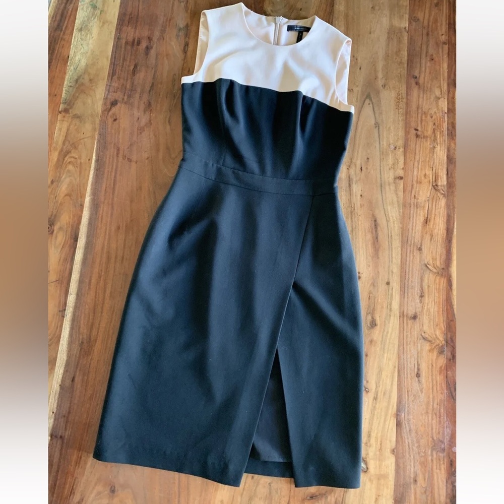 BCBG MAXAZRIA sheath DRESS women’s Sz 6 TINNA HIGH SLIT COLOR BLOCKED formal